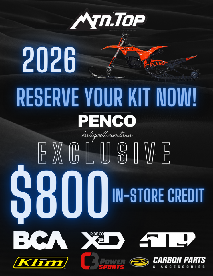 Enjoy $800 In-Store Credit with your 2026 Mtn Top Snowbike Kit