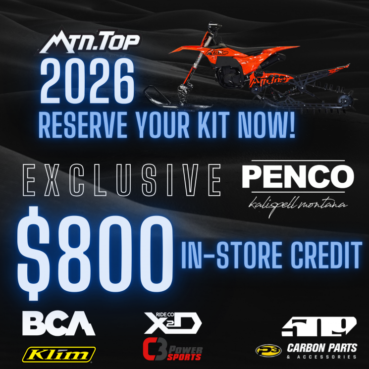 Enjoy $800 In-Store Credit with your 2026 Mtn Top Snowbike Kit